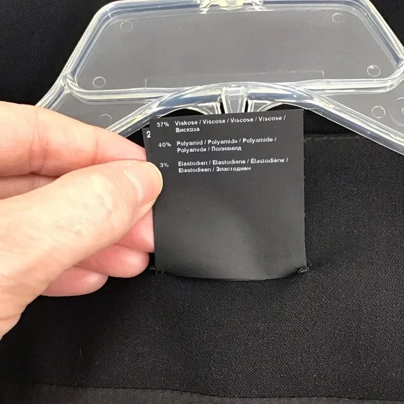 Annette Goertz Wool Blend Dress W/Lamb Leather Sleeves Black Career size 38